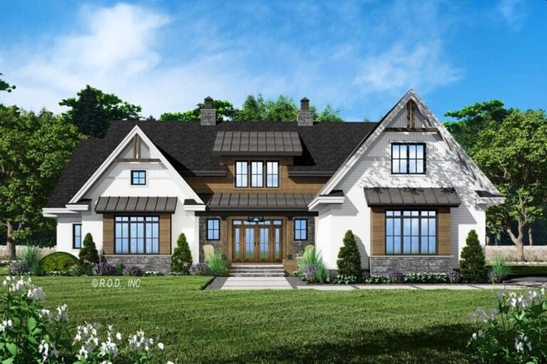 4-Bedroom 2-Story Modern Farmhouse with Home Office and Bonus Expansion (Floor Plan)