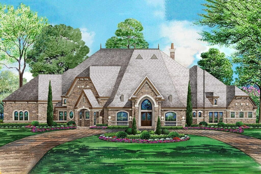 5-Bedroom 1-Story European House with Exercise and Game Rooms (Floor Plan)