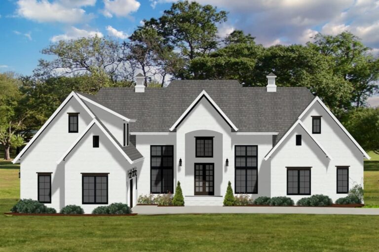 4-Bedroom 1-Story Modern Farmhouse With Courtyard Entry 3-Car Garage (Floor Plan)