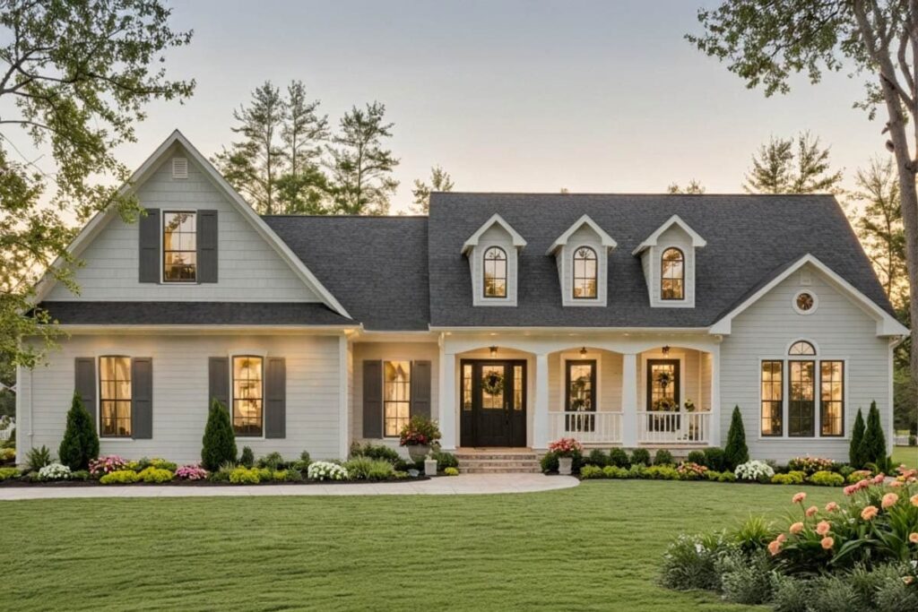 One-Story 3-Bedroom Country Modern Farmhouse with Unfinished Bonus Room (Floor Plan)