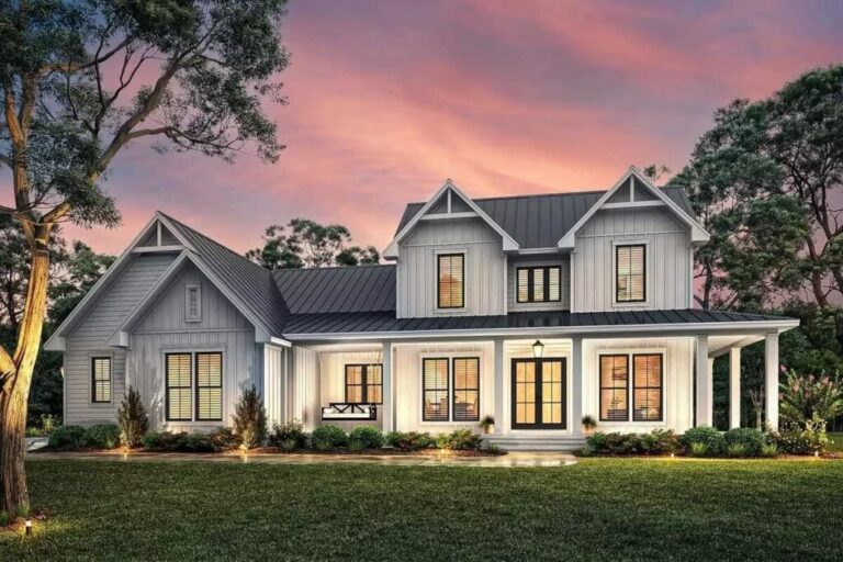 4-Bedroom 2-Story Modern Farmhouse with Optionally Finished Bonus Room (Floor Plan)