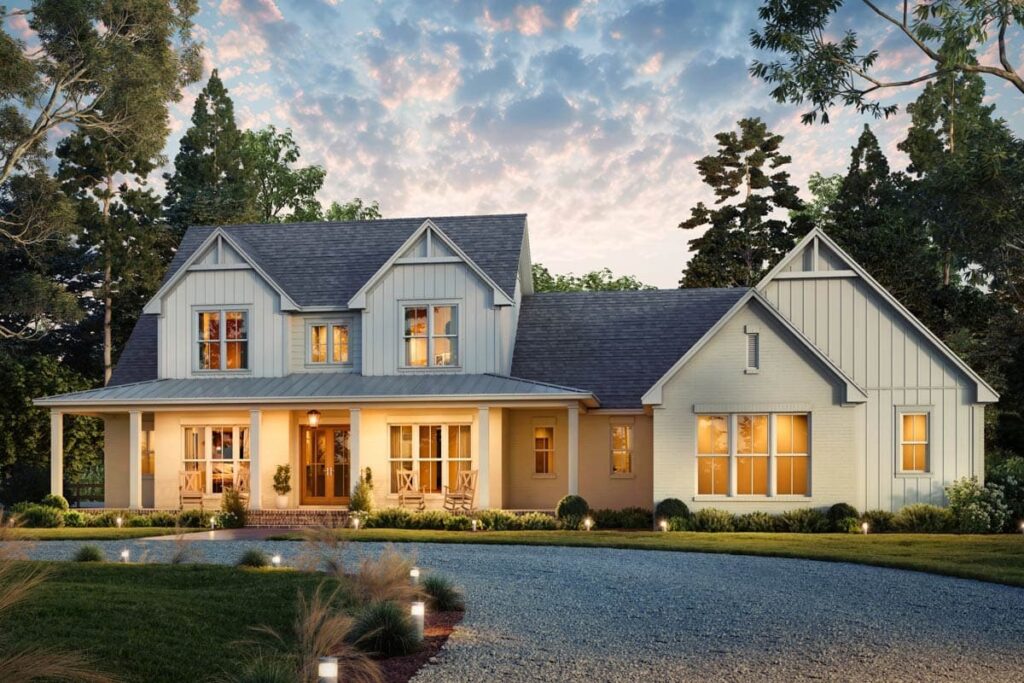 5-Bedroom 2-Story Modern Farmhouse with Media and Game Rooms (Floor Plan)
