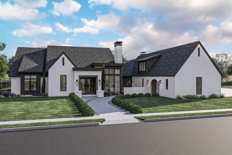 5-Bedroom 2-Story Modern Cottage House with Two Outdoor Fireplaces (Floor Plan)