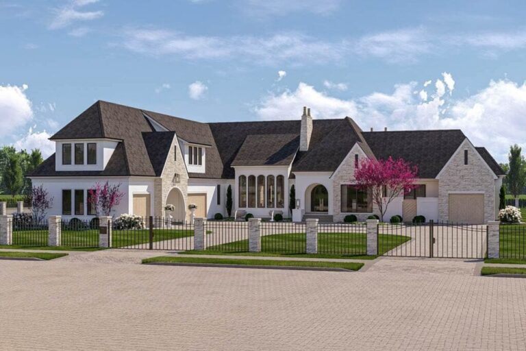 Two-Story 3-Bedroom European House with Loft and Home Office (Floor Plan)