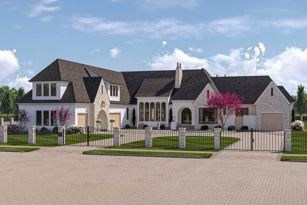 Two-Story 3-Bedroom European House with Loft and Home Office (Floor Plan)