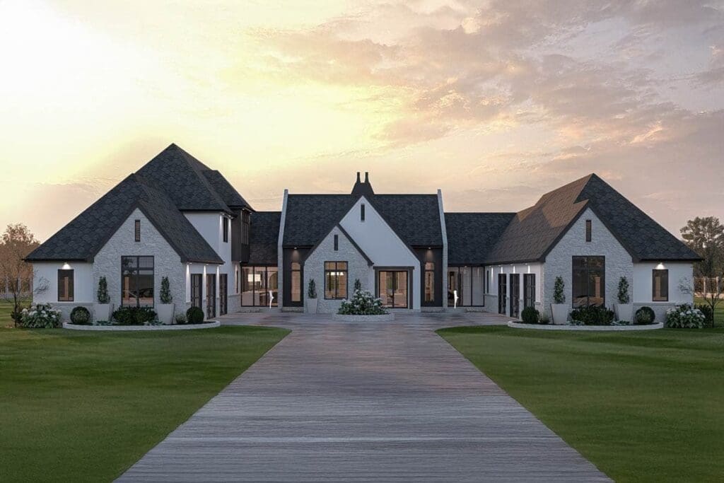 5-Bedroom Dual-Story European Home with Expansive Courtyard Garage (Floor Plan)