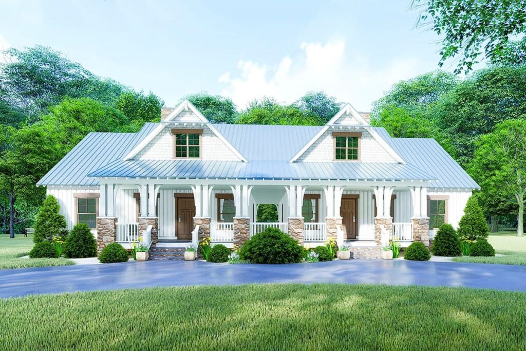 8-Bedroom 2-Story Modern Farmhouse With Expansive Porches (Floor Plan)