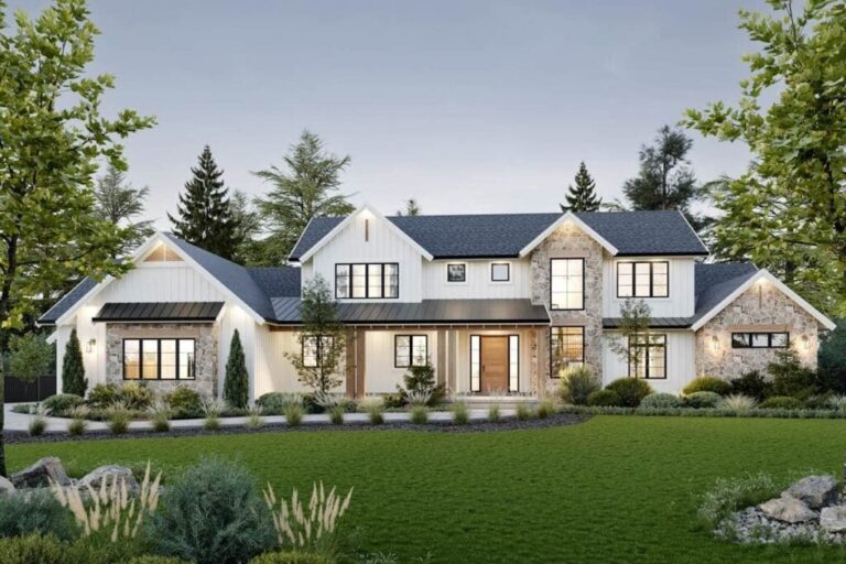 2-Story 4-Bedroom New American House with Home Office (Floor Plan)