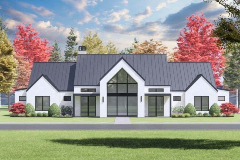 1-Story 4-Bedroom Scandinavian Modern Farmhouse with Clerestory Windows (Floor Plan)