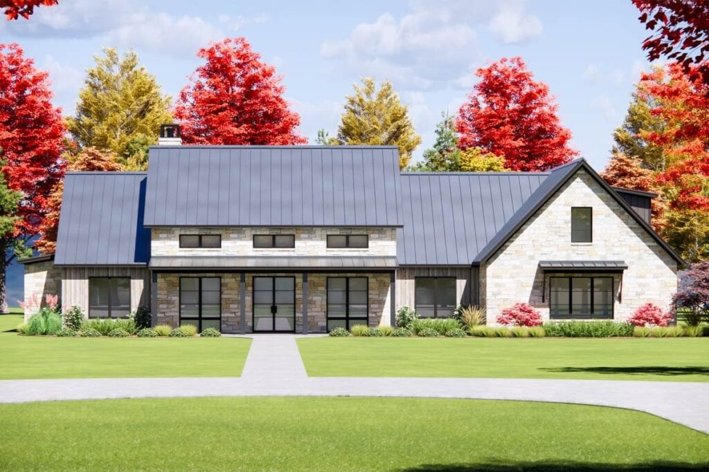 4-Bedroom 1-Story Modern Farmhouse With Spacious Outdoor Living and Bonus Space (Floor Plan)