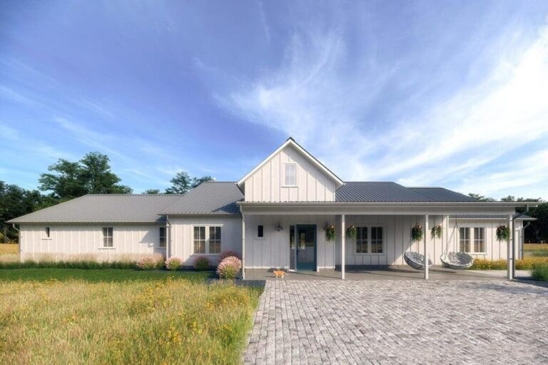 4-Bedroom 1-Story Modern Farmhouse with Great Outdoor Spaces (Floor Plan)