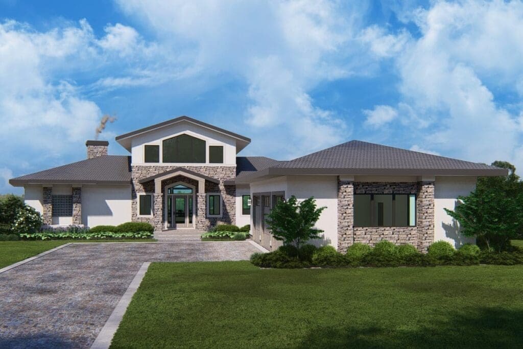 4-Bedroom 2-Story Prairie Home with Vaulted Great Room for the Rear Sloping Lot (Floor Plan)