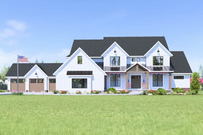 Dual-Story 5-Bedroom Modern Farmhouse with Optional Lower Level (Floor Plan)