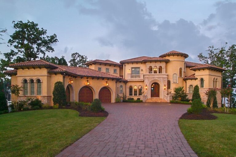 Luxurious 5-Bedroom 2-Story French Country Manor with Courtyard Entry and Open-Concept Living (Floor Plan)