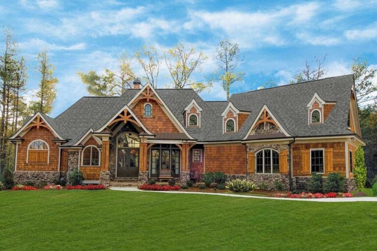 4-Bedroom Two-Story Rustic Craftsman Home with Expansive Back Porch (Floor Plan)