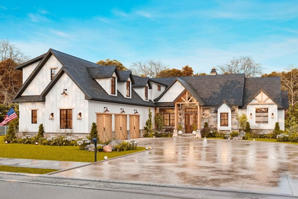 6-Bedroom 2-Story Modern Colonial with Courtyard Entry and Optional Lower Level (Floor Plan)