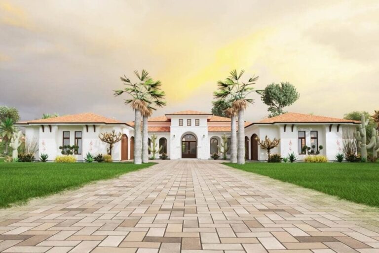 Single-Story 4-Bedroom Mediterranean House with Flex Room (Floor Plan)