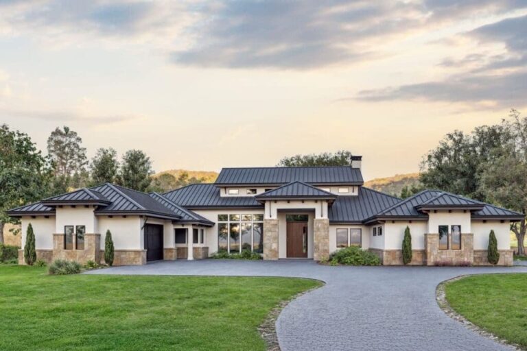 5-Bedroom One-Story Texas Hill Country House with Media Room (Floor Plan)