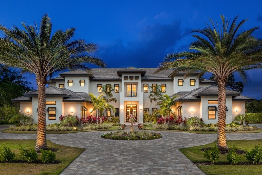 4-Bedroom 2-Story Contemporary Mediterranean Estate with Massive Lanai and 4-Car Garage (Floor Plan)
