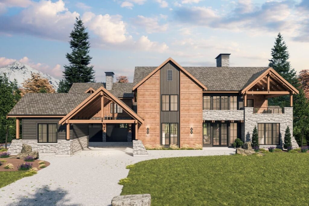 6-Bedroom Elegant 2-Story Modern Farmhouse with Grand Courtyard and Outdoor Living (Floor Plan)