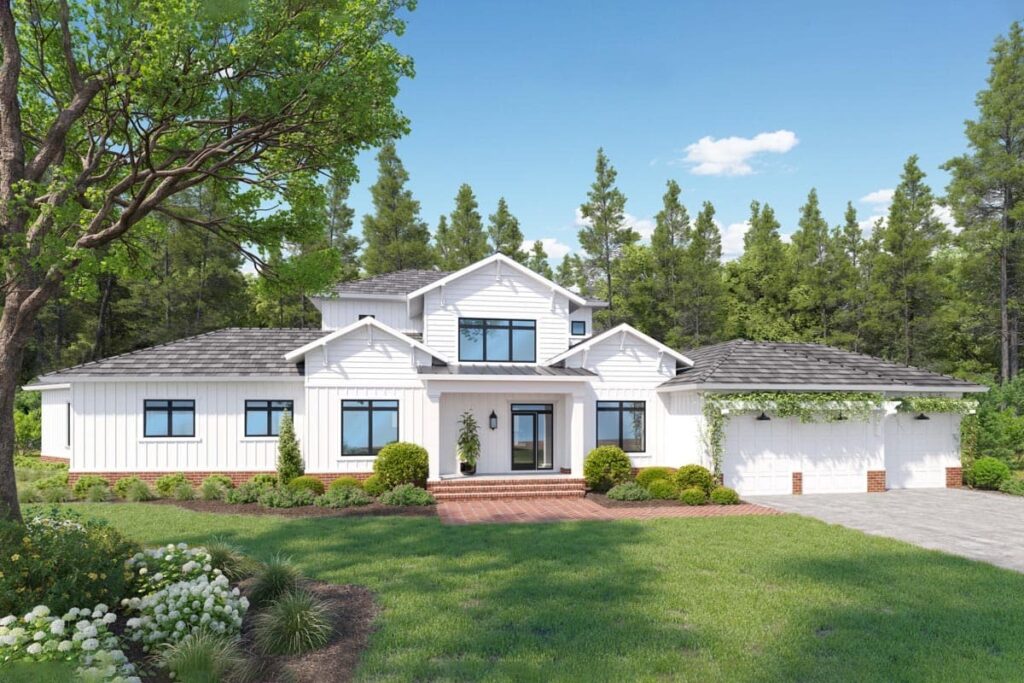 4-Bedroom 2-Story New American House Plan with Private In-Law Suite and Spacious Outdoor Living (Floor Plan)