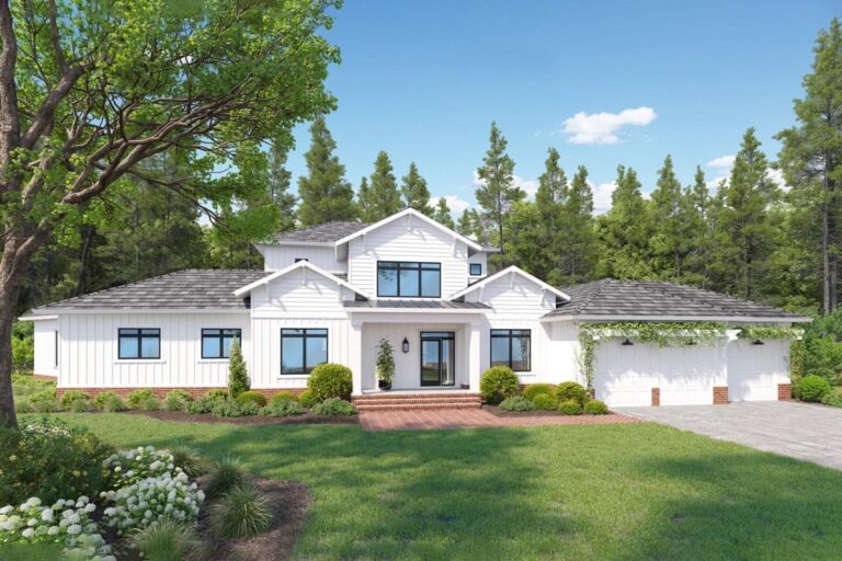 4-Bedroom 2-Story New American House Plan with Private In-Law Suite and Spacious Outdoor Living (Floor Plan)