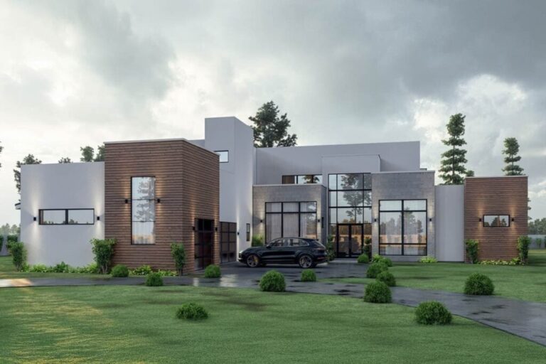 2-Story 4-Bedroom Contemporary Modern House with 2-Story Great Room (Floor Plan)