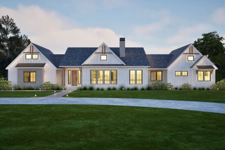 3-Bedroom 1-Story Modern Farmhouse with Outdoor Kitchen (Floor Plan)