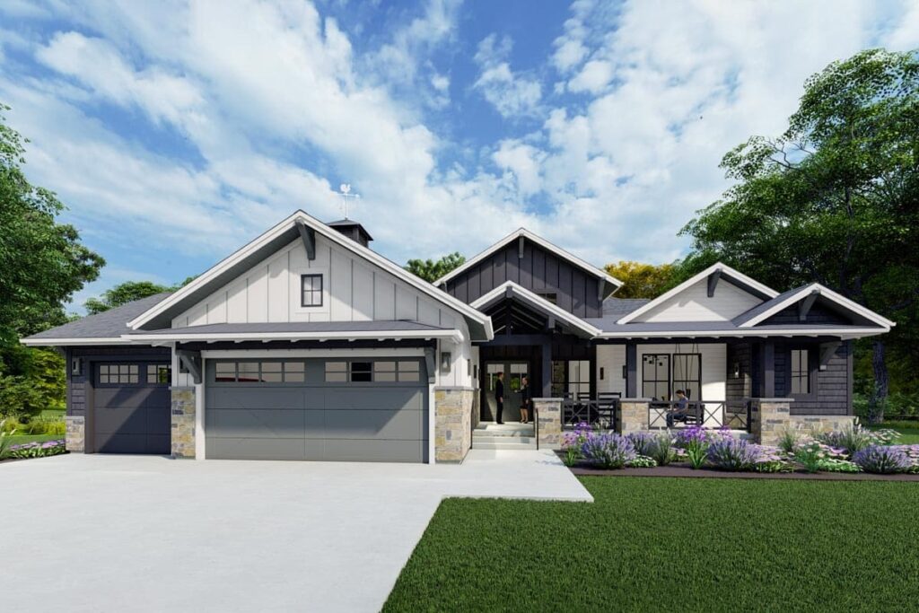 4-Bedroom 1-Story Modern Family Home with 3-Car Garage (Floor Plan)