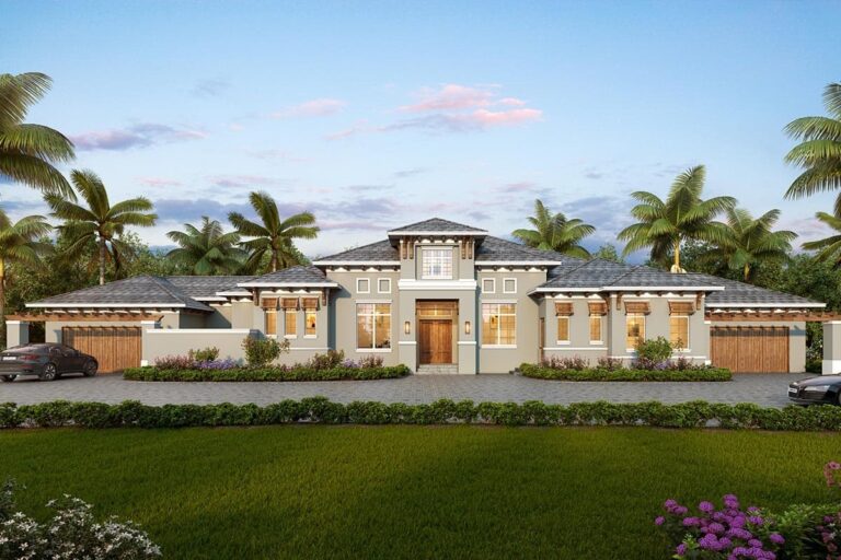 4-Bedroom 1-Story Modern Florida Home with Large Covered Lanai and Courtyards (Floor Plan)