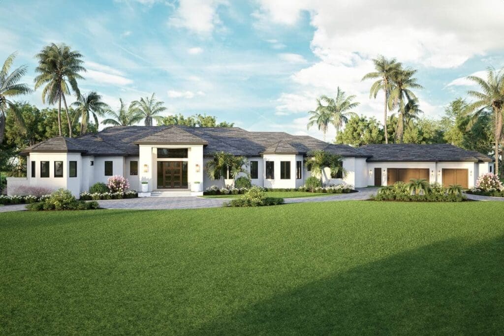 1-Story 4-Bedroom Coastal Contemporary Ranch House with game Room (Floor Plan)