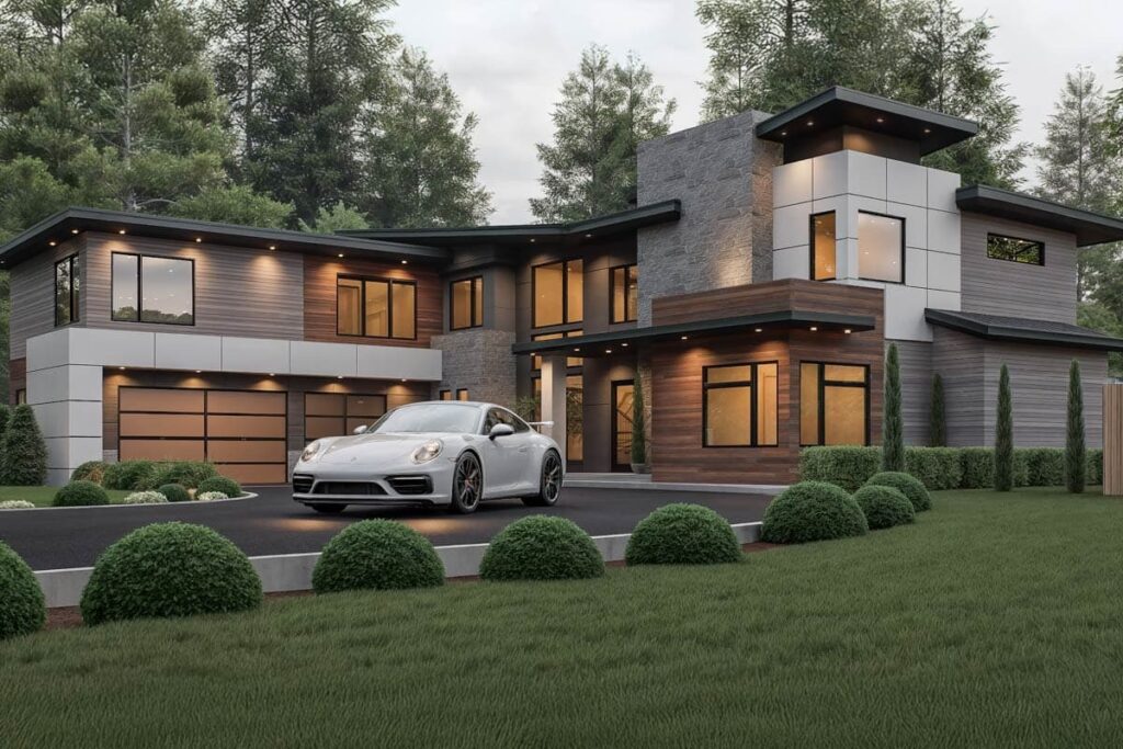 5-Bedroom 2-Story Luxury Modern Farmhouse with Courtyard Entry Garage (Floor Plan)