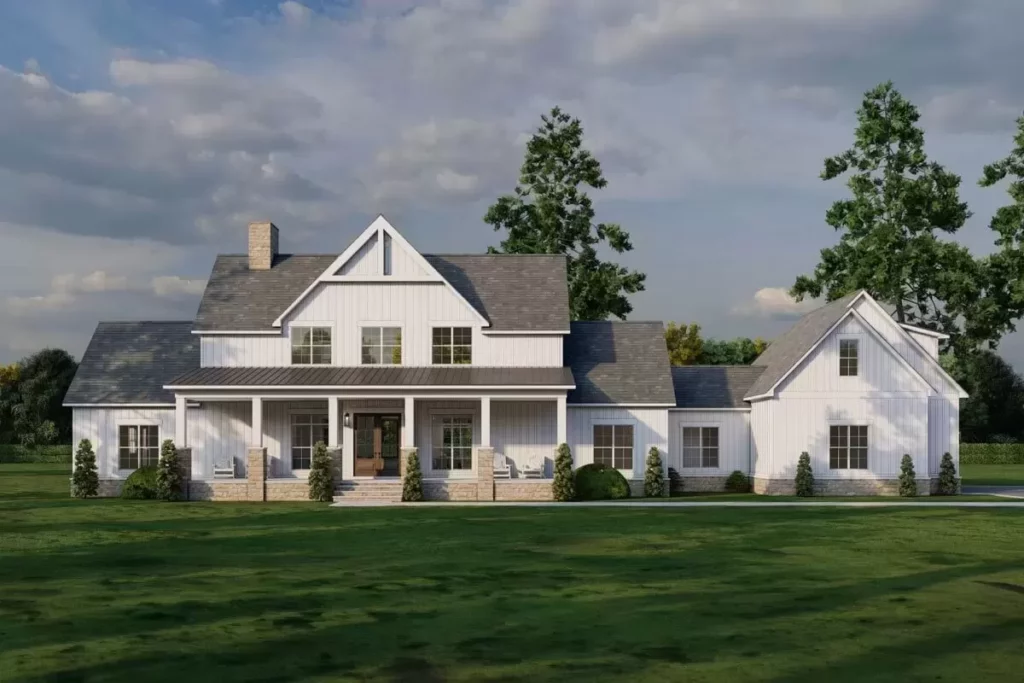 3-Bedroom 2-Story Modern Farmhouse with Bonus Room Above Garage (Floor Plan)