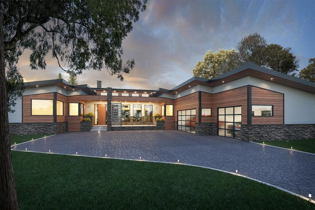 5-Bedroom 2-Story European-Style Modern Farmhouse with Cathedral Ceilings and Barbecue Porch (Floor Plan)