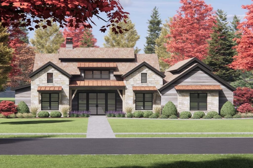4-Bedroom 1-Story Modern Farmhouse with Spacious Kitchen and Outdoor Charm (Floor Plan)
