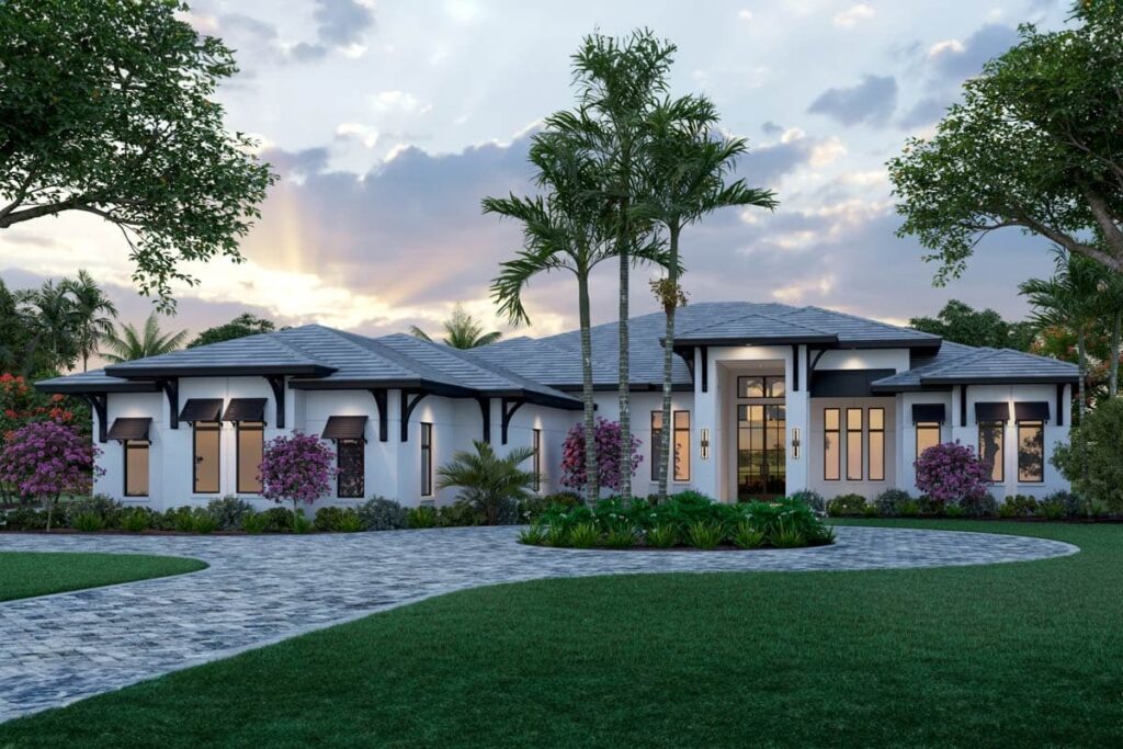 5-Bedroom 1-Story Coastal Contemporary House with Oversized Garage (Floor Plan)