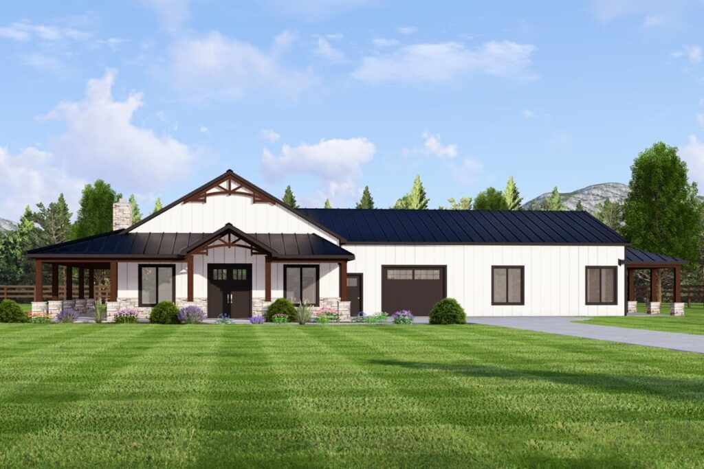 4-Bedroom 2-Story Barndominium Style with 1-Bed In-Law Suite (Floor Plan)