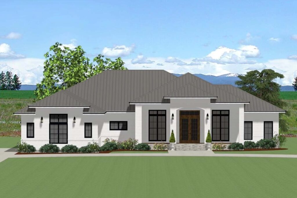 4-Bedroom Single-Story Transitional Home with Spacious Porches and 3-Car Garage (Floor Plan)
