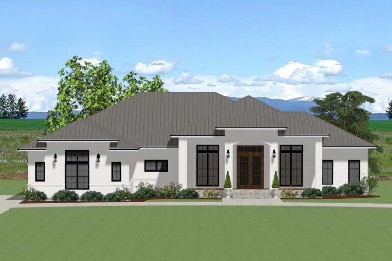 4-Bedroom Single-Story Transitional Home with Spacious Porches and 3-Car Garage (Floor Plan)