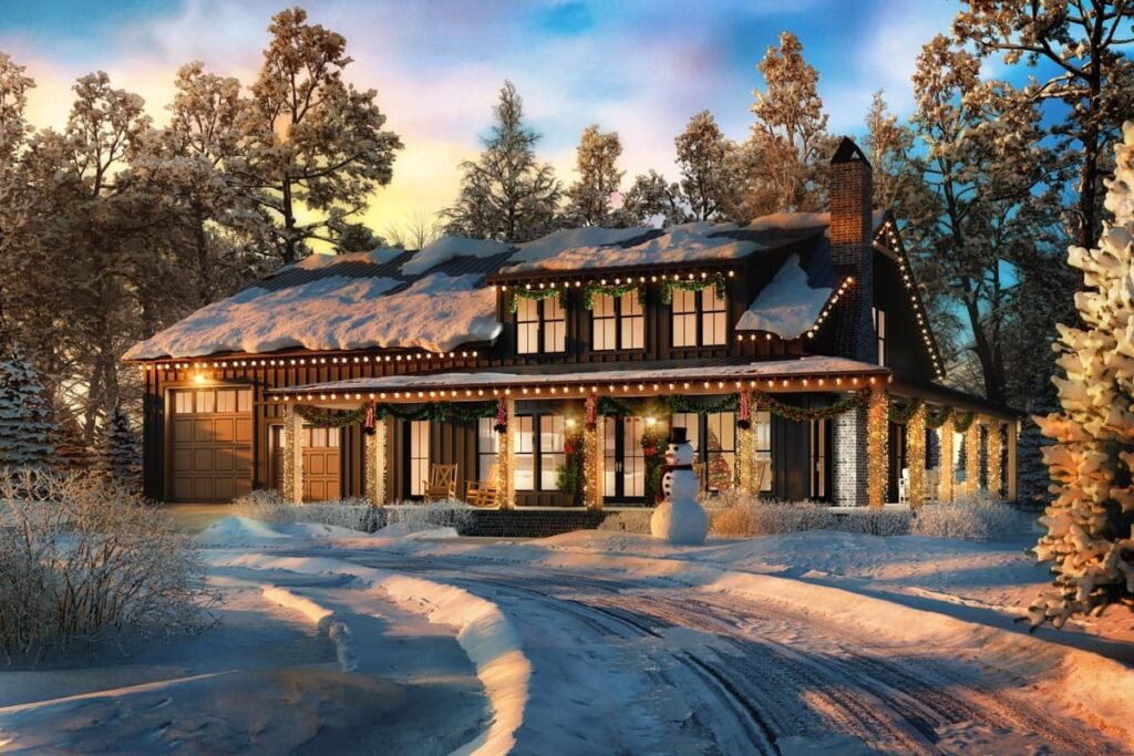 4-Bedroom 2-Story Modern Farmhouse Barndominium with Expansive Porches and RV Garage (Floor Plan)