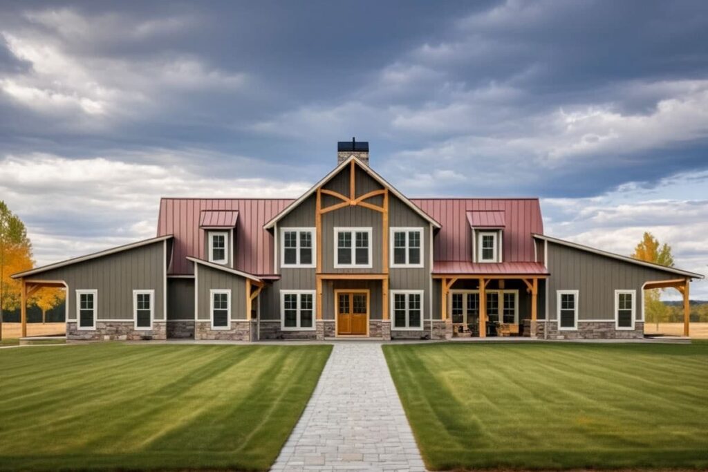 Luxury 6-Bed Barndominium with Multiple Outdoor Porches (Floor Plan)