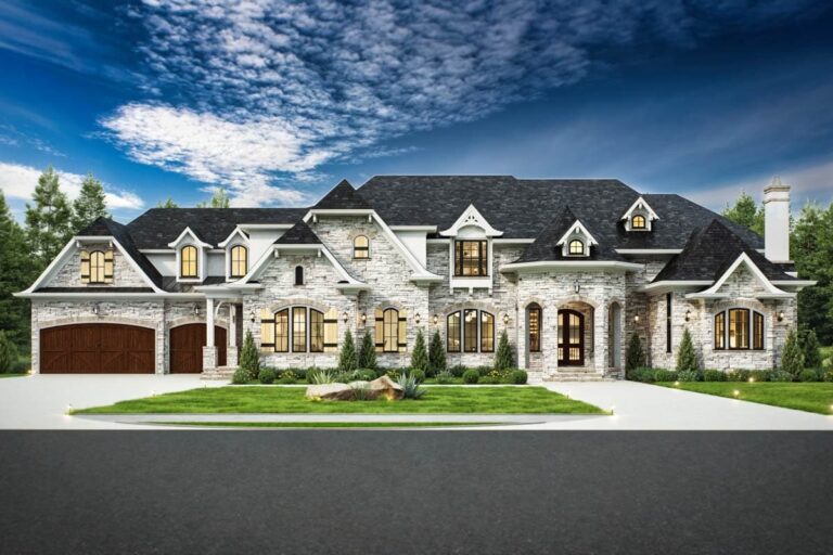 6 Bedroom 2-Story Luxurious European House Plan with In-Law Suite and Optional Lower Level (Floor Plan)