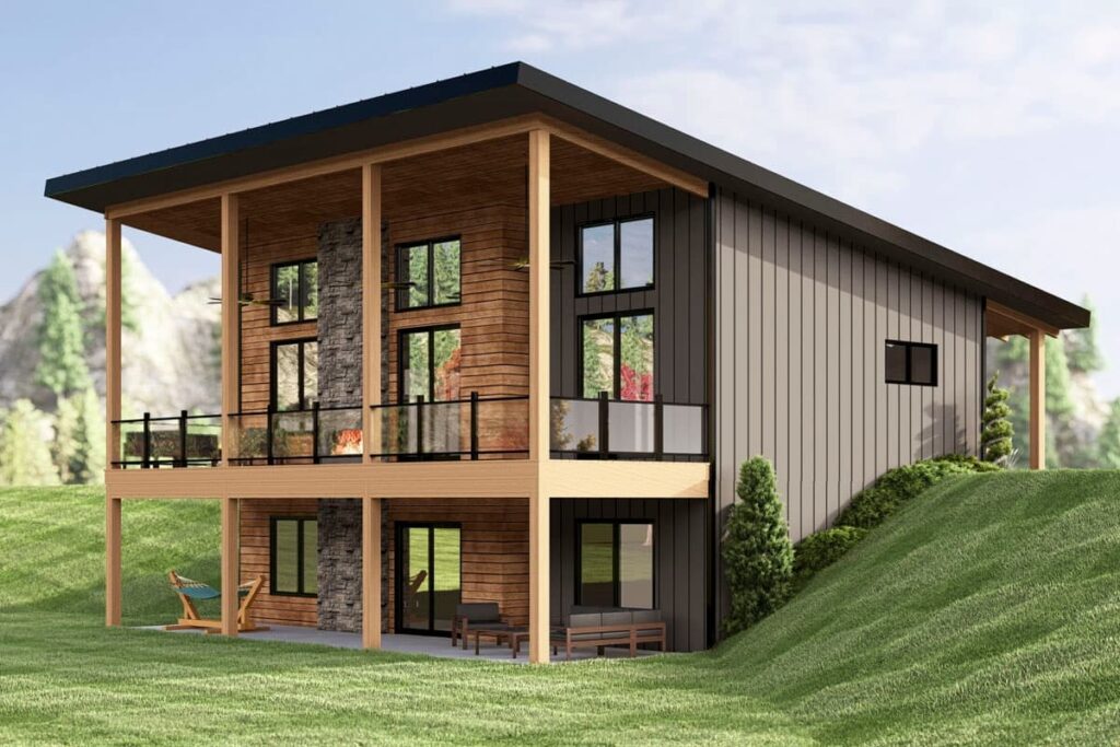3-Bedroom 1-Story Modern Mountain House Plan with Optional Lower-Level Expansion (Floor Plan)
