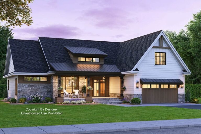 3-Bedroom 1-Story Traditional Home with Bonus Space and Flexible 2–3 Car Garage (Floor Plan)