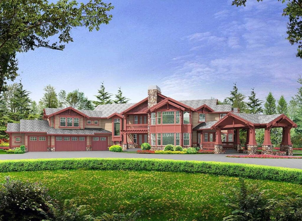 4-Bedroom 2-Story Courtyard-Style House Plan with Private Children’s Lofts (Floor Plan)