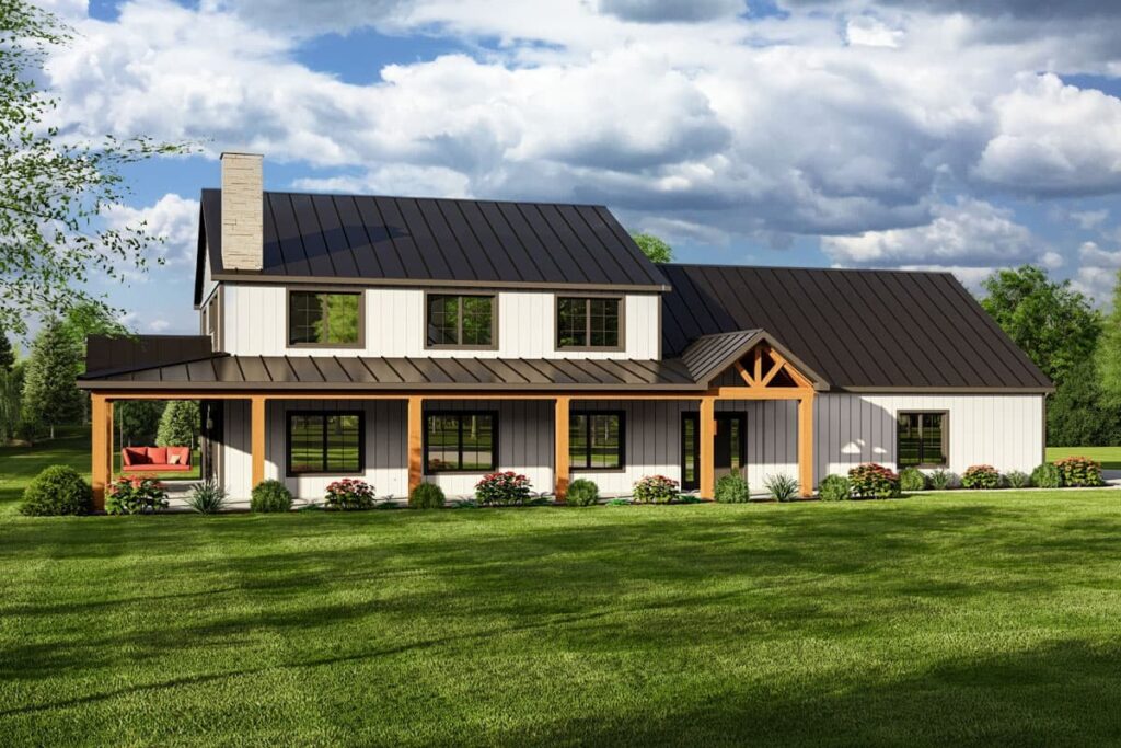 5-Bedroom 2-Story Modern Farmhouse with Loft, Bunk Room, and Expansive Great Room (Floor Plan)