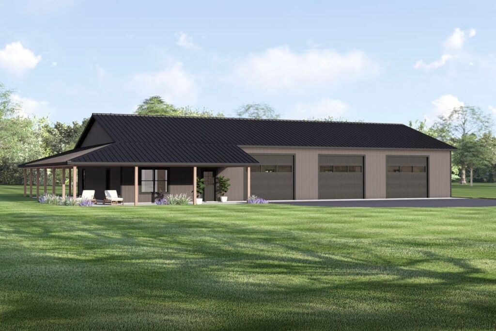 2-Bedroom One-Story Barndominium with Expansive Side-Load Garage (Floor Plan)