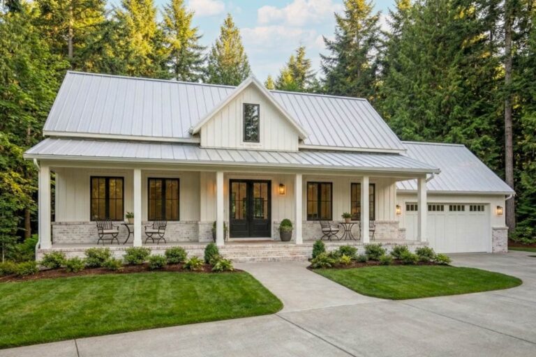 3-Bedroom 1-Story Modern Farmhouse with Expansive Front & Rear Porches (Floor Plan)