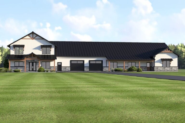7-Bedroom 2-Story Barndominium With Two-Story Great Room And Attached Apartment (Floor Plan)