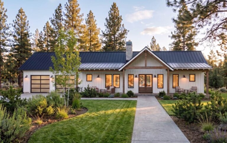 3-Bedroom 1-Story Modern Farmhouse With Drive-Thru Garage And Two-Story Great Room (Floor Plan)